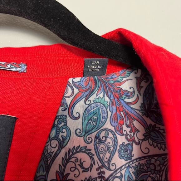 Taylorbyrd Signature Solid Red Linen Sport Coat Men’s Size 42R Summer Americana - Picture 6 of 9